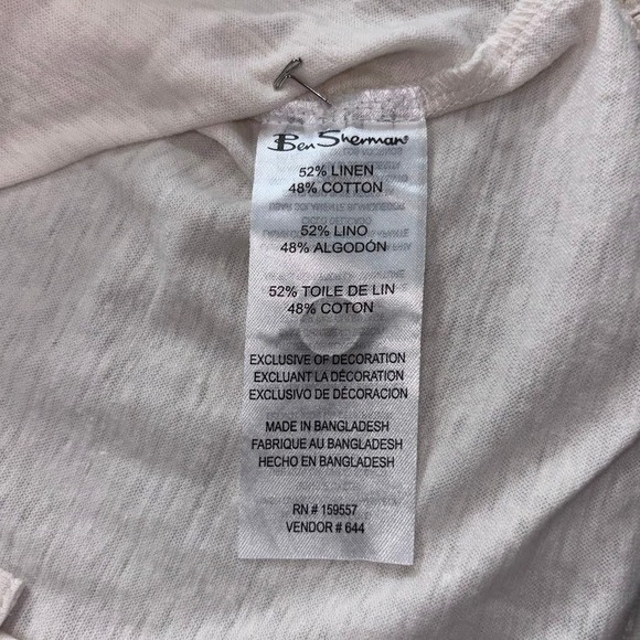 Ben Sherman Mens Linen Cotton Blend Short Sleeve Camp Collar Shirt Cream Large - Picture 5 of 8